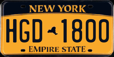 NY license plate HGD1800