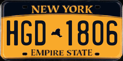 NY license plate HGD1806