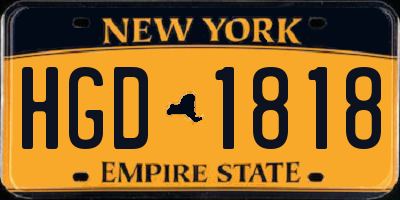 NY license plate HGD1818