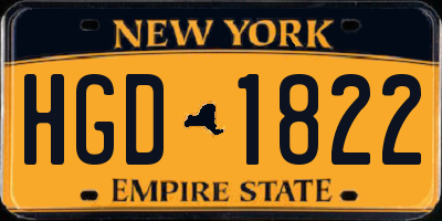 NY license plate HGD1822