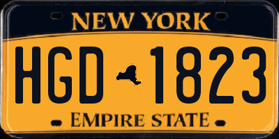 NY license plate HGD1823