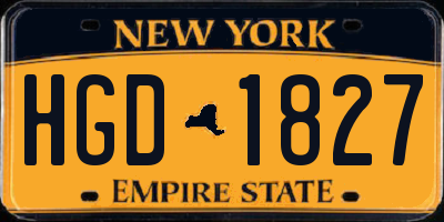 NY license plate HGD1827