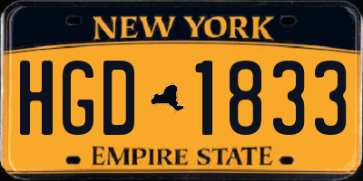 NY license plate HGD1833