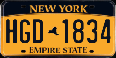 NY license plate HGD1834