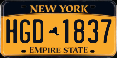 NY license plate HGD1837