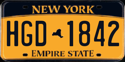 NY license plate HGD1842