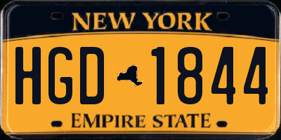 NY license plate HGD1844