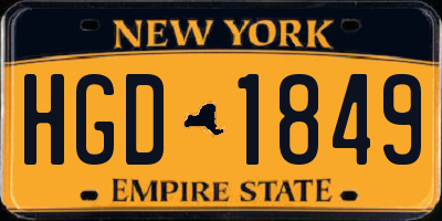 NY license plate HGD1849