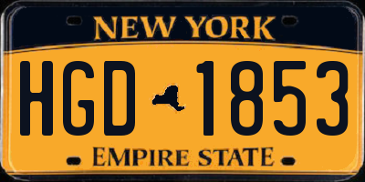NY license plate HGD1853