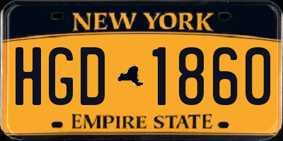 NY license plate HGD1860