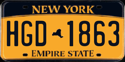 NY license plate HGD1863
