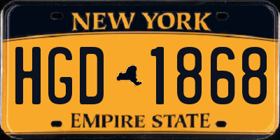 NY license plate HGD1868