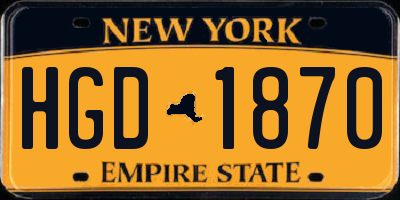 NY license plate HGD1870