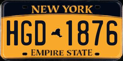 NY license plate HGD1876