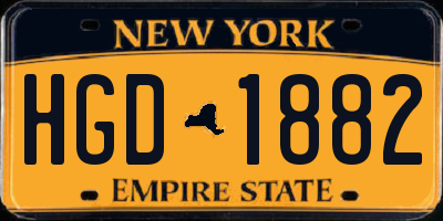 NY license plate HGD1882