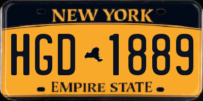 NY license plate HGD1889