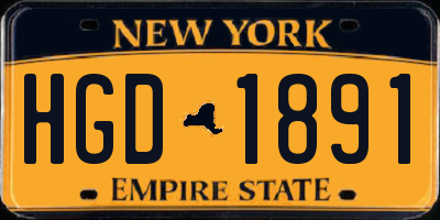 NY license plate HGD1891