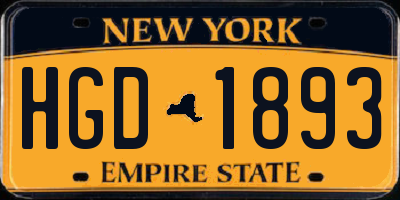NY license plate HGD1893