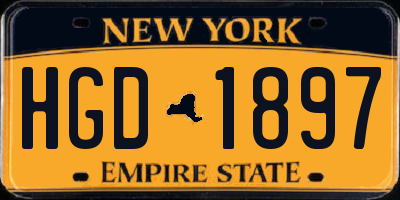 NY license plate HGD1897