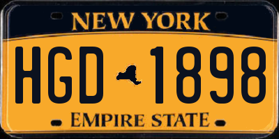NY license plate HGD1898