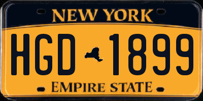 NY license plate HGD1899