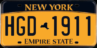 NY license plate HGD1911