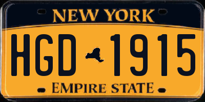 NY license plate HGD1915