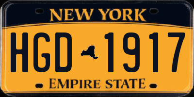 NY license plate HGD1917