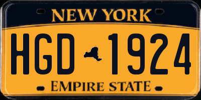 NY license plate HGD1924