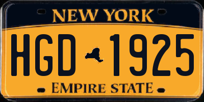 NY license plate HGD1925