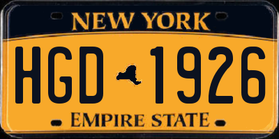 NY license plate HGD1926