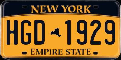 NY license plate HGD1929