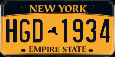 NY license plate HGD1934