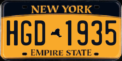 NY license plate HGD1935