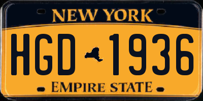 NY license plate HGD1936