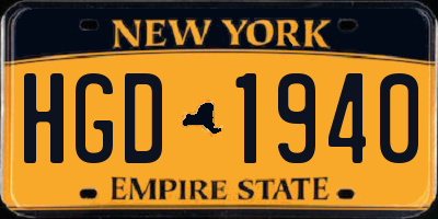 NY license plate HGD1940