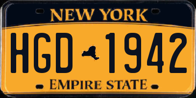 NY license plate HGD1942