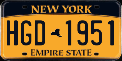 NY license plate HGD1951