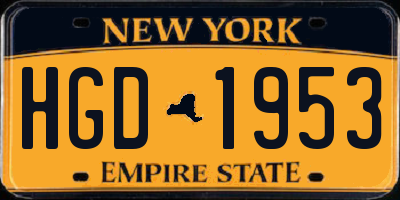 NY license plate HGD1953