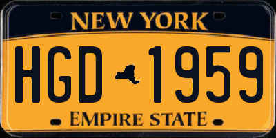 NY license plate HGD1959