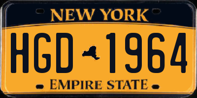 NY license plate HGD1964