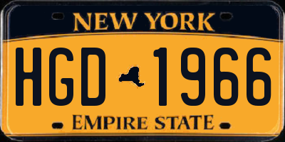NY license plate HGD1966