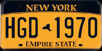 NY license plate HGD1970