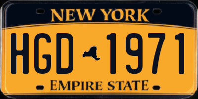 NY license plate HGD1971