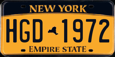 NY license plate HGD1972
