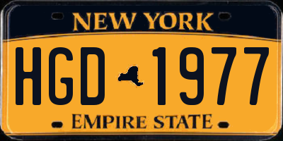NY license plate HGD1977