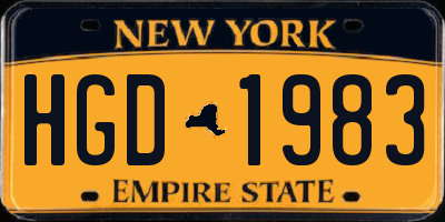 NY license plate HGD1983