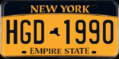 NY license plate HGD1990