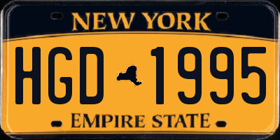 NY license plate HGD1995