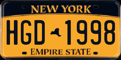 NY license plate HGD1998